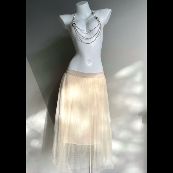 Dresses & Skirts - Beige Fairycore Tulle Midi Skirt